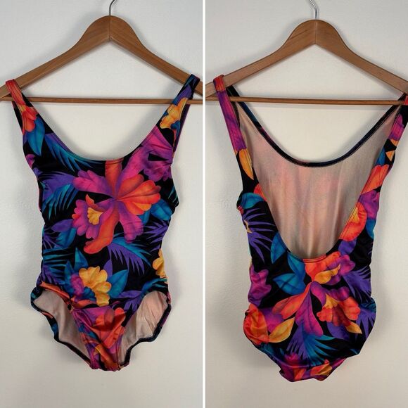 VTG Retro Gantner of California Made in USA Womens Floral One Piece Swim Suit - Picture 3 of 8